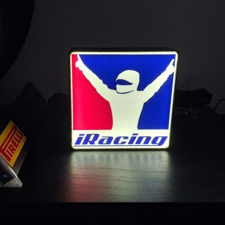 Cadre lumineux style iRacing – Logo rétroéclairé USB – Décoration simracing – Éclairage cockpit simulation