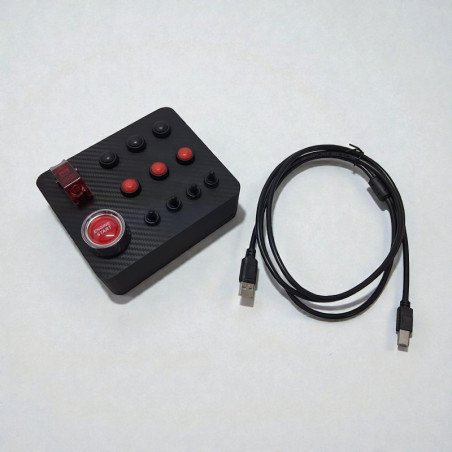 Sim Racing Button Box – Matte Carbon Fiber Front Panel, Plug & Play