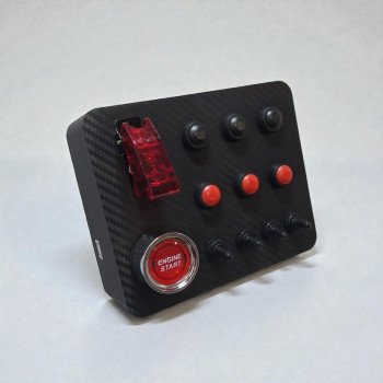 Sim Racing Button Box – Matte Carbon Fiber Front Panel, Plug & Play