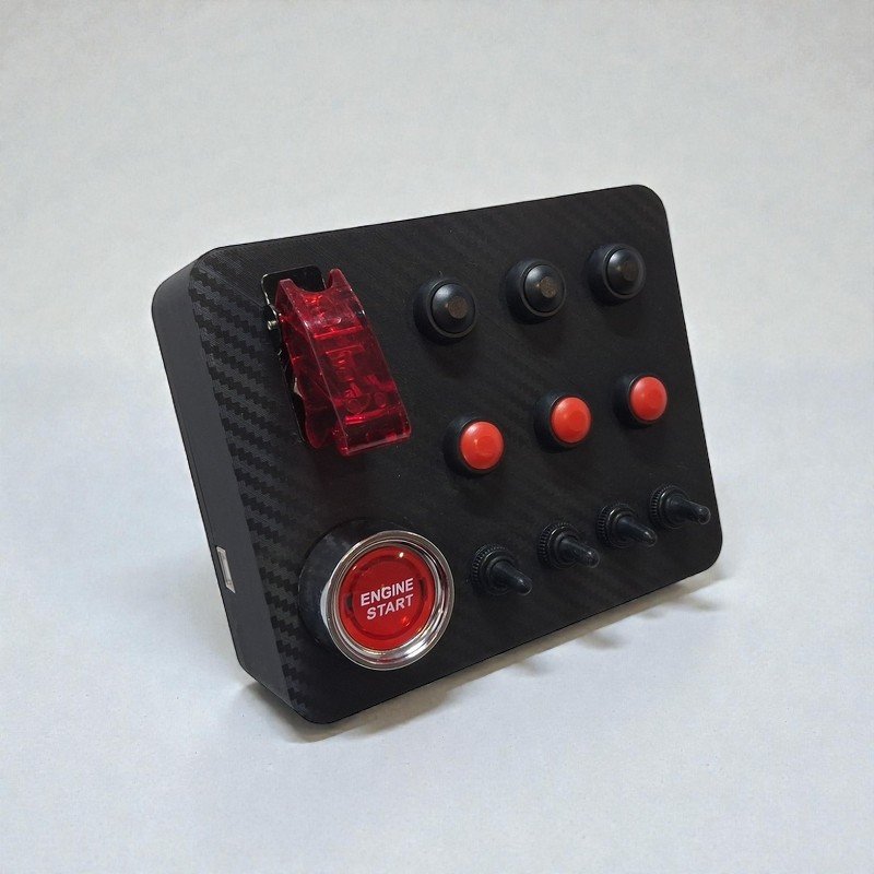 Button Box Sim Racing – Façade Carbone Mat, Plug & Play